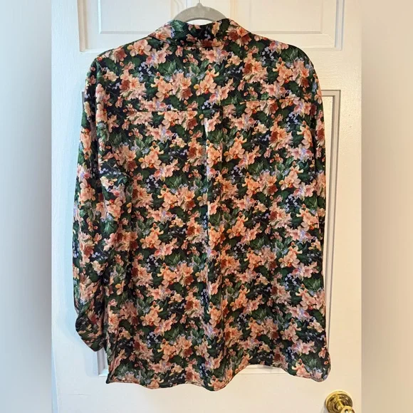 Vince Wild Primrose Floral Silk Blend Shirt Size L - Picture 5 of 7